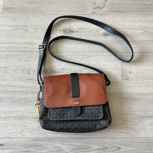 Fossil Kinley Monogram Leather Crossbody Bag